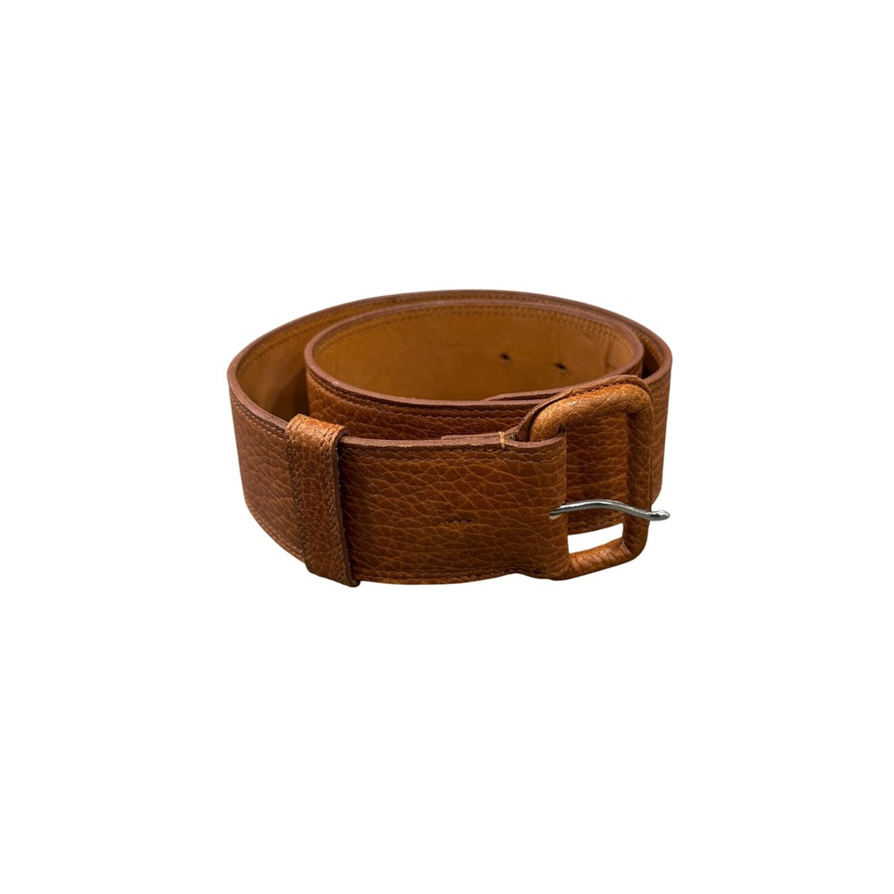 J & M Davidson Belt Womens 28 70 Brown Pebbled Leather Wide Buckle England